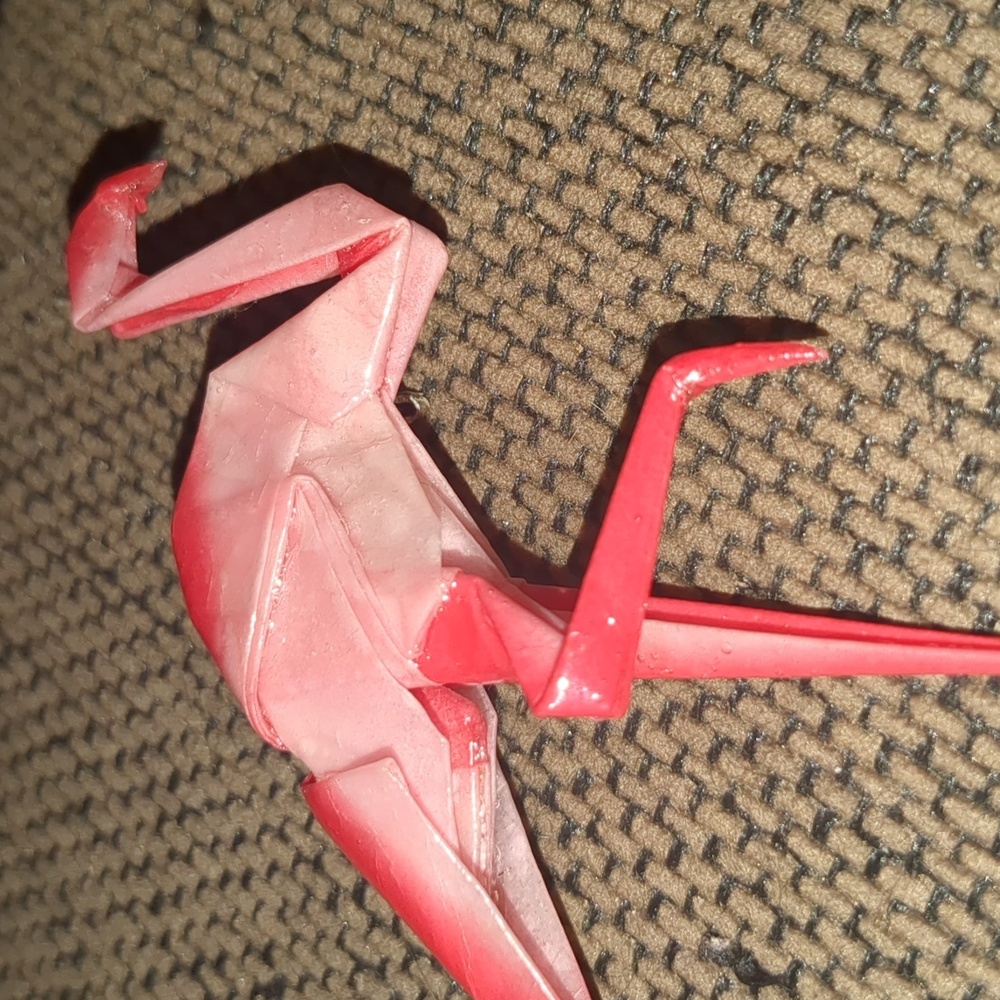 🦩Delicate Origami Flamingo Brooch